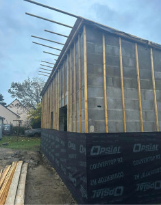 Photo de galerie - Préparation pour la pose d’un bardage en zinc 