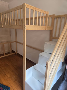 Photo de galerie - FIN-Montage lit mezzanine avec escalier de rangement 