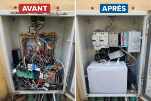 Photo de galerie - Un avant après d’un système de portail électrique et éclairage de jardin. je pense que « l’électricien » qui est passé avant était aveugle 