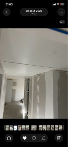 Photo de galerie - Ratissage plafond crépi , cloisons doublages & bandes à joint , condamné anciens  ouvertures pose des portes en bois 