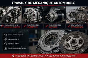 Photo de galerie - ✅ Remplacement de la courroie d’accessoires ✅ Remplacement de l’alternateur ✅ Remplacement du démarreur ✅ Remplacement du kit d’embrayage  Travail propre, soigné et professionnel. Diagnostic, démontage, remontage et contrôle effectués avec sérieux.