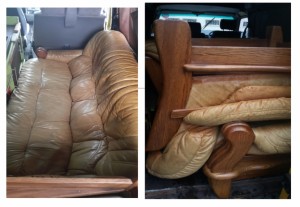 Photo de galerie - livraison d' un canapé 3 places, avec 2 fauteuils