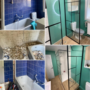 Photo de galerie - Avant/Après: rénovation complète de salle de bain 