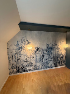 Photo de galerie - Pose de papier peint. - peinture 