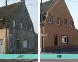 Photo de galerie - Reprise des Anduit façades pose d’une trame et finition d’un Anduit à la chaux