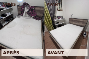 Photo de galerie - Nettoyage en profondeur d'un matelas avec des taches d'urines et transpiration avec des produits écologiques 