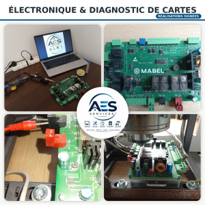 Photo de galerie - Diagnostic électronique réalisé dans le cadre de l’installation du cabinet d’ophtalmologie à Sallanches : contrôle d’une carte de commande, vérification des connexions et recherche de défauts sur équipement professionnel.