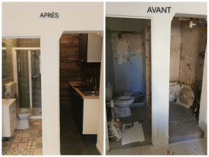 Photo de galerie - Renovation d'une salle de bain et d'une cuisine dans un studio 