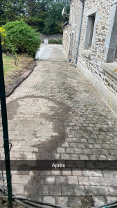 Photo de galerie - Débroussaillage et nettoyage des pavés 