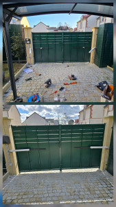 Photo de galerie - Pose motorisation portail battant 