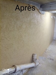 Photo de galerie - Ravalement d'un mur intérieur sous sol 