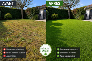 Photo de galerie - Tonte de pelouse avant et après
