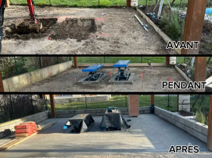 Photo de galerie - Création dalles avec pond élévateur 