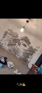 Photo de galerie - Pose d'une tapisserie panoramique 