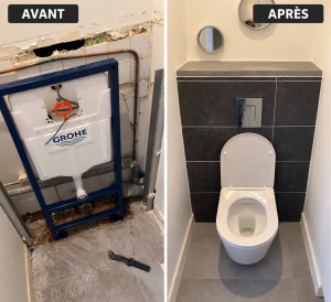 Photo de galerie - Installation WC suspendu 