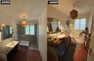 Photo de galerie - Rénovation salle de bain ( passage d’une baignoire en douche )