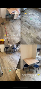 Photo de galerie - L’état d’une partie de la cuisine avant le nettoyage et le résultat après.