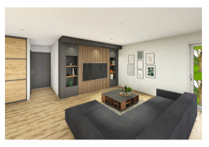 Photo de galerie - Création d'un ensemble meuble TV dans un projet maison neuve