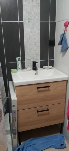Photo de galerie - Montage de meuble de salle de bain. Plomberie et remplacement de prise de courant. 