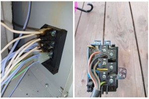 Photo de galerie - Remplacement d'une alimentation électrique sur four à pizzas professionnel après recherche de panne.