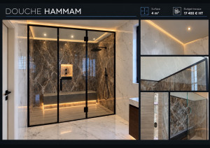 Photo de galerie - Création d'une douche hammam tout vitrée