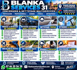 Photo de galerie - BLK.S31 propose des prestations de nettoyage, conciergerie et multiservices à Toulouse et ses alentours : logements, véhicules, textiles, vitres, volets, nettoyage après travaux, haute pression et petits bricolages. Particuliers et professionnels. 