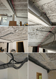 Photo de galerie - Chantier rénovation : Installation des gaines au sous-sol pour l'alimentation électrique de la maison.