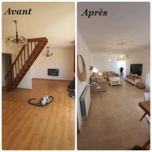 Photo de galerie - Rénovation d'une maison complète. 
Déplacement d'une trémie plus installation du nouvelle escalier.
Agrandissement du salon .
ect..

