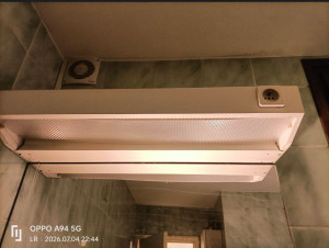 Photo de galerie - Remplacement d’un ancien luminaire de salle de bain (Avant)