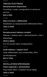 Photo de galerie - Grille tarifaire 