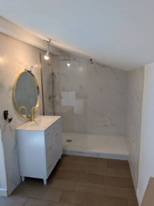 Photo de galerie - Création de salle de bain complète. plomberie, faience.