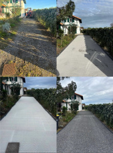 Photo de galerie - Projet (avant après) d’aménagement extérieur, réalisation d’une allée carrossable en dalle stabilisatrice remplie de gravier 6/10