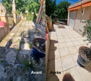 Photo de galerie - Gros décapage, (Rotofil, Kärcher, produit spécial) nettoyage de la terrasse. Comme neuve (ou presque ;-).