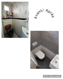 Photo de galerie - Rénovation complète d'un toilette 
Instd'un toilette suspendu 