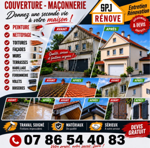 Photo de galerie - Rénovation, nettoyage, toiture et façade et dallage peinture, toiture, façade Multi service