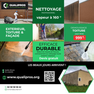 Photo de galerie - Redonnez une seconde jeunesse à vos extérieurs avec un nettoyage professionnel à la vapeur 160°. Résultat efficace, durable et sans produits chimiques, respectueux de vos surfaces. Devis gratuit – intervention rapide avec QUALIPROS