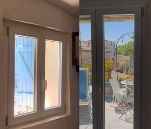 Photo de galerie - Dépose ancienne menuiserie bois et installation fenêtre et porte-fenêtre pvc