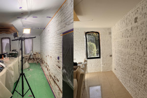 Photo de galerie - Traitement d’injection contre les remontées capillaires et peinture des murs 