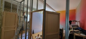 Photo de galerie - Création de cloison avec blocs porte.
placo phonique 