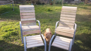 Photo de galerie - Restauration de fauteuils de jardin avec bois de palette 