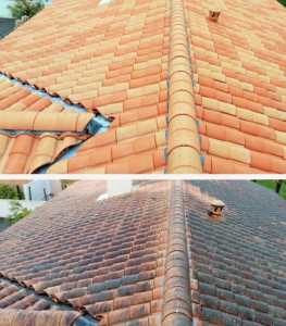 Photo de galerie - Nettoyage de toiture avant après