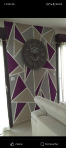 Photo de galerie - Création de murs en peinture effet triangles