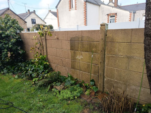Photo de galerie - Nettoyage palissade béton (avant à droite/après a gauche)