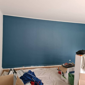Photo de galerie - Mur repeint en couleur dans un appartement à rénover 
