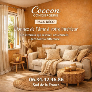 Photo de galerie -  COCOON CONCIERGERIE ? Conciergerie & accueil voyageurs ? Ménage et préparation des logements ? Décoration & mise en valeur des espaces ? Sud de la France ? 06 34 42 46 86