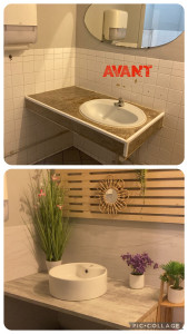 Photo de galerie - Aménagement et décoration d’un wc d’un bar.