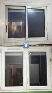 Photo de galerie - Remplacement d’un coulissant aluminium par une fenêtre PVC 2 vantaux 