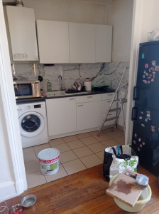 Photo de galerie - Kitchenette réalisation 
Peinture, plomberie, électricité, menuiserie 