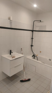 Photo de galerie - Pose barre de douche et remplacement robinet baignoire 