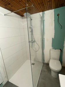 Photo de galerie - Carrelage douche et sol, simple mais efficace.